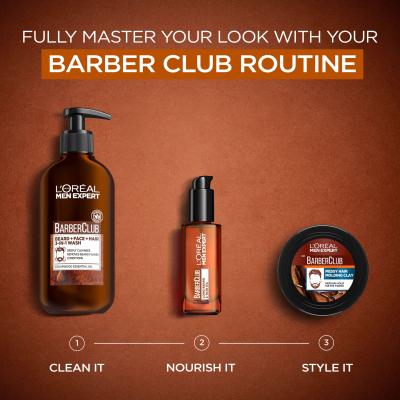 L&#039;Oréal Paris Men Expert Barber Club Messy Hair Molding Clay Krém na vlasy pro muže 75 ml