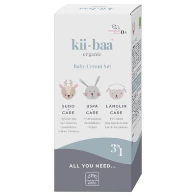 Kii-Baa Organic Baby Cream Set Dárková kazeta dětský krém B5PA-CARE 50 g + dětský krém SUDO-CARE 50 g + dětská mast Lanolin Care 30 g