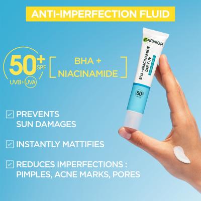 Garnier Pure Active BHA + Niacinamide Daily UV Anti-Imperfection Fluid SPF50+ Denní pleťový krém 40 ml