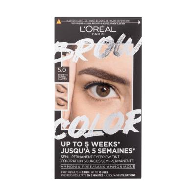 L'Oréal Paris Brow Color Semi-Permanent Eyebrow Tint Barva na obočí pro ženy 1 ks Odstín 5.0 Brunette