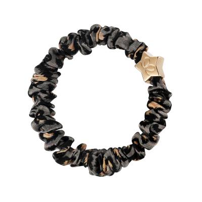 By Eloise London Skinny Silk Scrunchie Gold Star Gumička na vlasy pro ženy 1 ks Odstín Grey Leopard