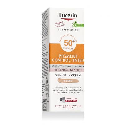 Eucerin Sun Protection Pigment Control Tinted Gel-Cream SPF50+ Opalovací přípravek na obličej pro ženy 50 ml Odstín Light