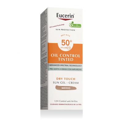 Eucerin Sun Oil Control Tinted Dry Touch Sun Gel-Cream SPF50+ Opalovací přípravek na obličej 50 ml Odstín Medium