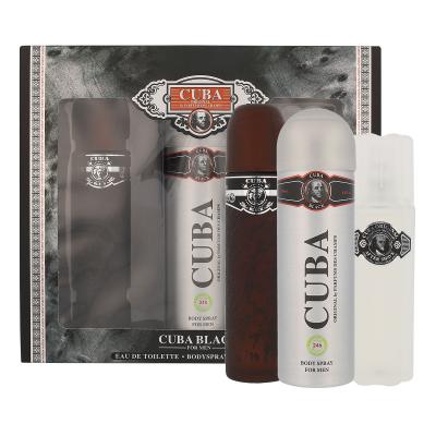 Cuba Black Dárková kazeta toaletní voda 100 ml + voda po holení 100 ml + deodorant 200 ml