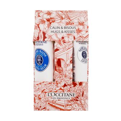 L'Occitane Shea Butter Hugs & Kisses Dárková kazeta krém na ruce 30 ml + balzám na rty 12 ml