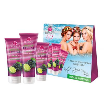 Dermacol Aroma Ritual Grape & Lime Dárková kazeta sprchový gel 250 ml + tělové mléko 200 ml + krém na ruce 100 ml