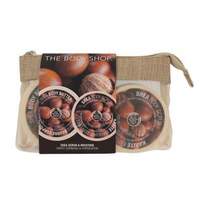 The Body Shop Shea Dárková kazeta tělové máslo 200 ml + tělový peeling 200 ml + kosmetická taštička
