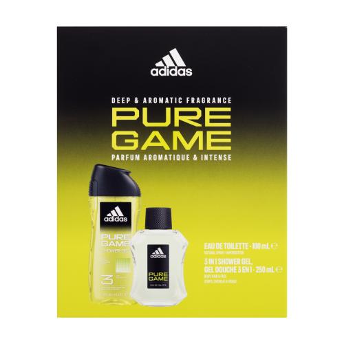 Adidas Pure Game dárková kazeta pro muže toaletní voda 100 ml + sprchový gel 250 ml