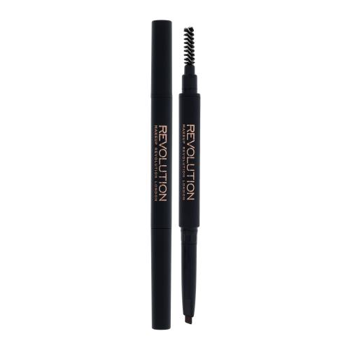 Makeup Revolution London Duo Brow Definer 0,15 g precizní tužka na obočí s kartáčkem pro ženy Brown