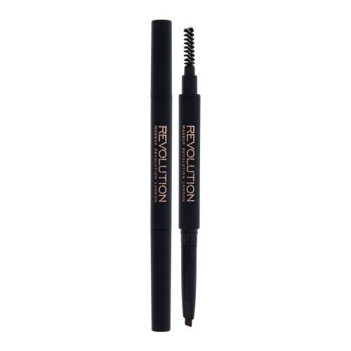 Makeup Revolution London Duo Brow Definer 0,15 g precizní tužka na obočí s kartáčkem pro ženy Medium Brown