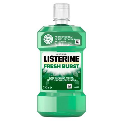 Listerine Fresh Burst Mouthwash 250 ml ústní voda pro svěží dech unisex