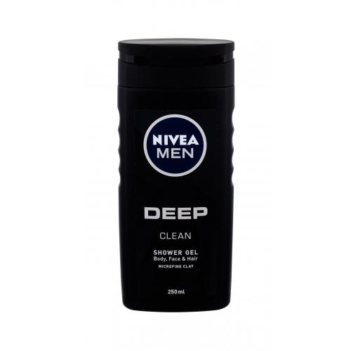 Nivea Men Deep Clean Body, Face & Hair 250 ml hloubkově čisticí sprchový gel na tělo, tvář a vlasy pro muže