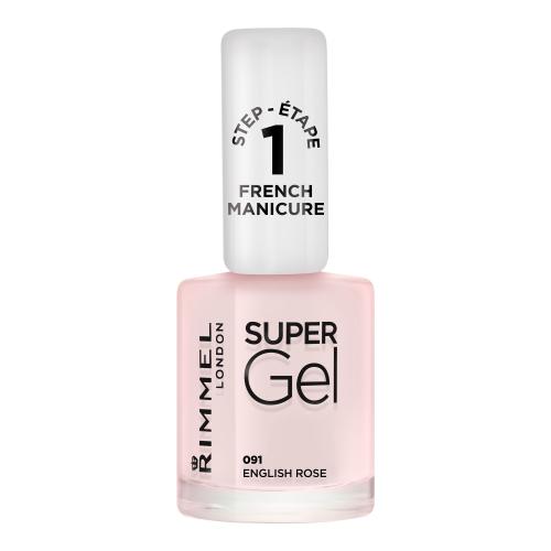 Rimmel London Super Gel French Manicure STEP1 12 ml gelový lak na nehty pro francouzskou manikúru pro ženy 091 English Rose