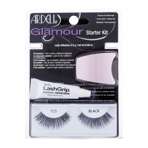 Ardell Glamour 105 dárková kazeta pro ženy umělé řasy Glamour 1 pár + lepidlo na řasy LashGrip 2,5 g + aplikátor 1 ks Black