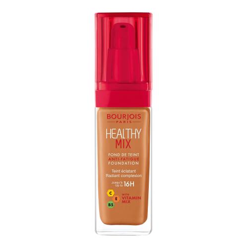 BOURJOIS Paris Healthy Mix Anti-Fatigue Foundation 30 ml make-up pro ženy 60 Dark Amber na rozjasnění pleti; na dehydratovanou pleť; na unavenou pleť