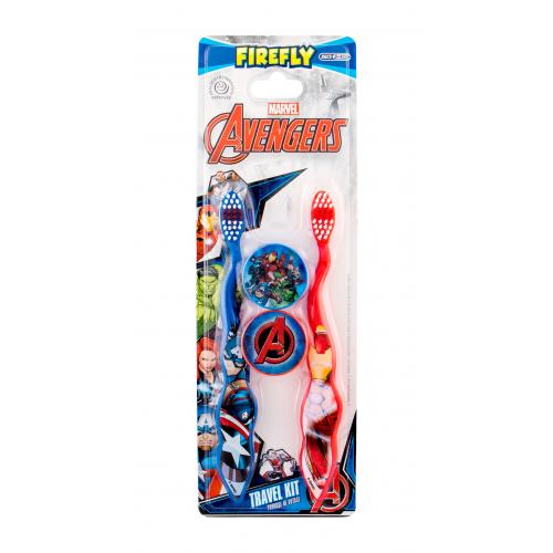 Levně Marvel Avengers Toothbrush dárková kazeta zubní kartáček 2 ks + pouzdro 2 ks pro děti