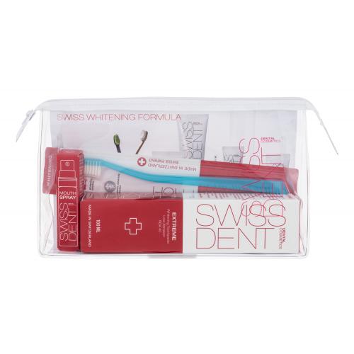 Swissdent Extreme Whitening dárková kazeta unisex 100ml Extreme Whitening Toothpaste + 9ml Extreme Mouth Spray + Soft Toothbrush + Cosmetic Bag