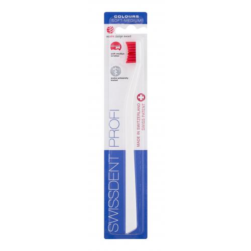 Swissdent Profi Colours Soft Medium 1 ks zubní kartáček měkký-středně tvrdý unisex White&Red