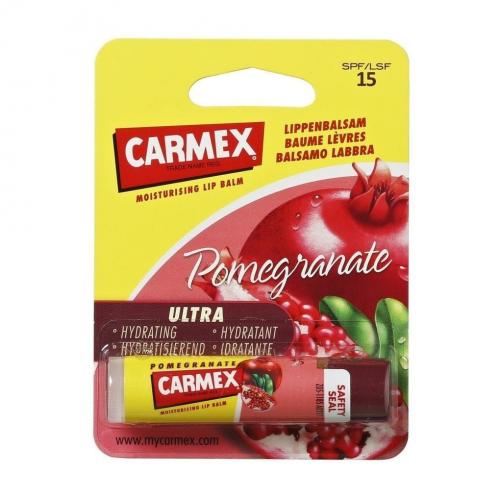 Carmex Ultra Moisturising Lip Balm Pomegranate SPF15 4,25 g hojivý balzám v tyčince s příchutí granátového jablka pro ženy