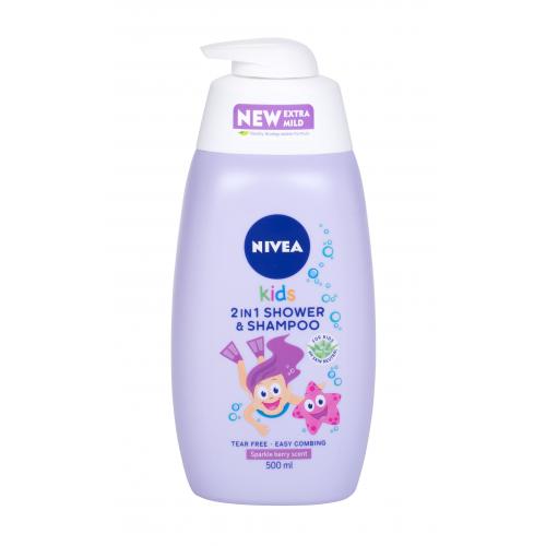 Nivea Kids 2in1 Shower & Shampoo 500 ml jemný sprchový gel a šampon 2 v1 pro děti