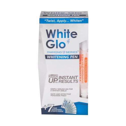 White Glo Diamond Series Whitening Pen sada pro snadné a bezpečné bělení zubů unisex bělicí pero 2,5 ml + bělicí pásky na zuby 7 ks
