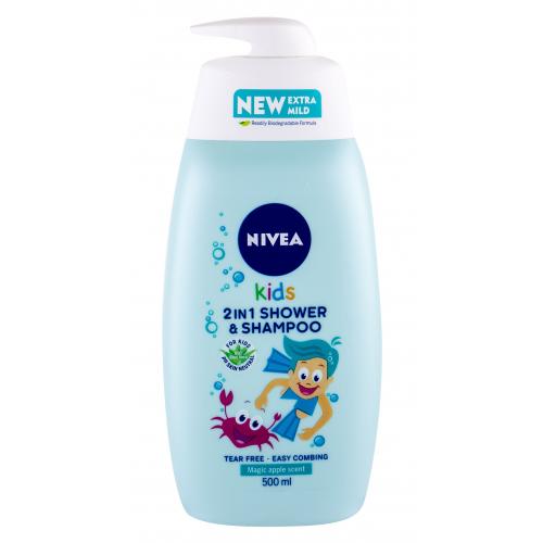 Nivea Kids 2in1 Shower & Shampoo Magic Apple Scent 500 ml jemný sprchový gel a šampon 2 v1 pro děti