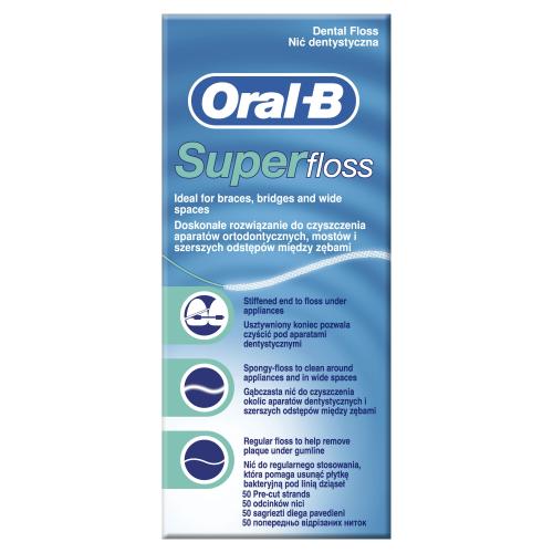 Oral-B Super Floss 1 ks dentální nit na rovnátka a implantáty unisex