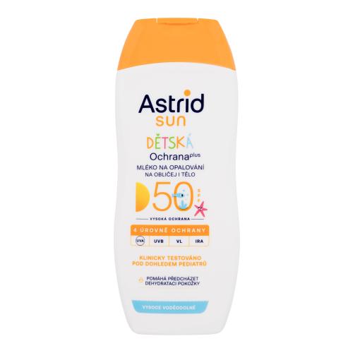 Astrid Sun Kids Face and Body Lotion SPF50 200 ml dětské voděodolné opalovací mléko na tělo a obličej pro děti