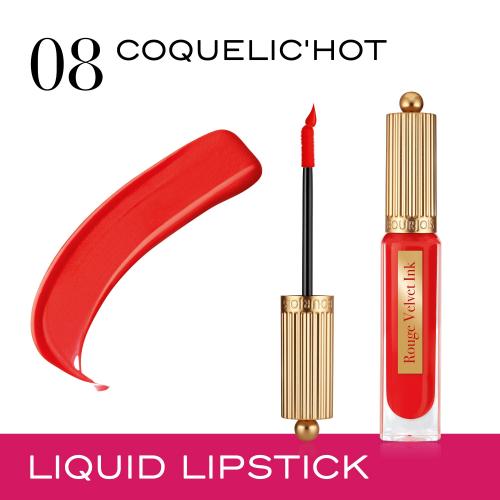 Bourjois Rouge Velvet Ink tekutá rtěnka s matným efektem odstín 08 Coquelic Hot 3.5 ml