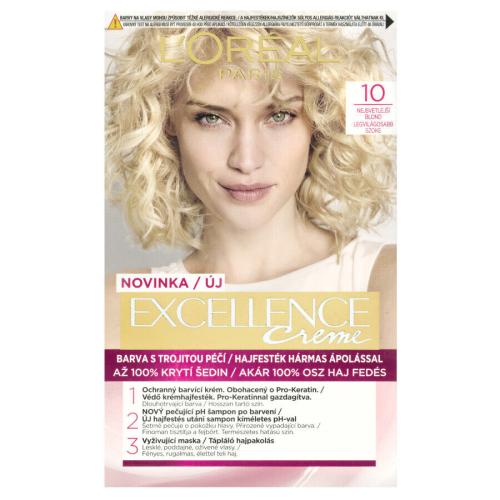 L'Oréal Paris Excellence Créme permanentní barva na vlasy 10- nejsvětlejší blond, 72+48+12+60 ml