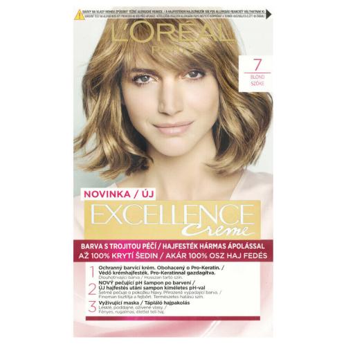 L'Oréal Paris Excellence Créme permanentní barva na vlasy 7 blond, 72+48+12+60 ml
