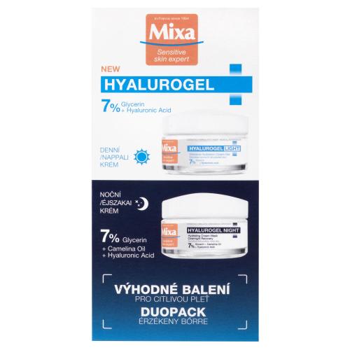 Mixa Hyalurogel Duo dárková kazeta denní pleťový krém Hyalurogel Light 50 ml + noční pleťový krém Hyalurogel Night 50 ml na suchou pleť