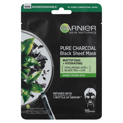 Garnier Skin Naturals Pure Charcoal černá textilní maska s extraktem z černého čaje 28 g