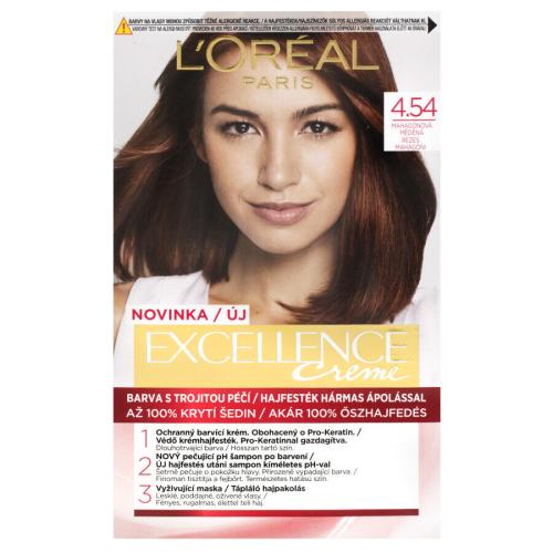 L'Oréal Paris Excellence Creme Triple Protection 48 ml barva na vlasy W 4,54 Natural Dark Copper Mahogany na barvené vlasy; na všechny typy vlasů