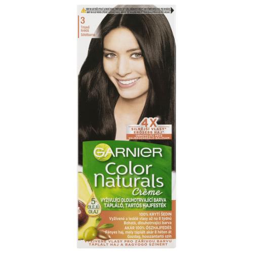Garnier Color Naturals Créme 40 ml permanentní zářivá barva na vlasy pro ženy 3 Natural Dark Brown