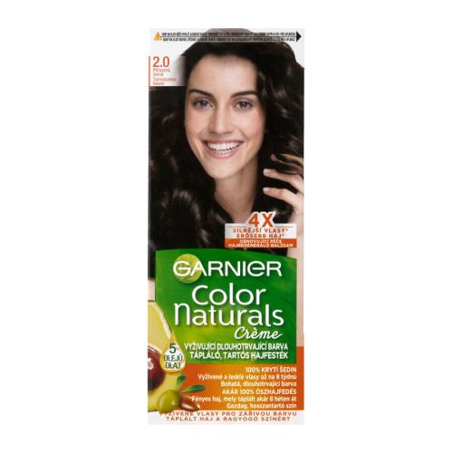 Garnier Color Naturals Créme 40 ml permanentní zářivá barva na vlasy pro ženy 2,0 Soft Black