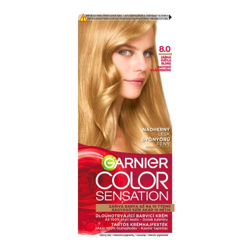 Garnier Color Sensation permanentní barva na vlasy 8.0 zářivá světlá blond,60+40+10ml