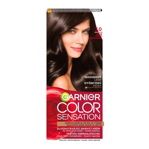 Garnier Color Sensation Permanentní barva na vlasy 3.0 tmavě hnědá, 60+40+10ml