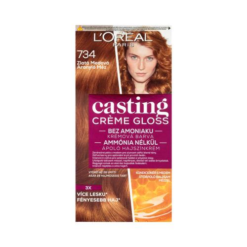 L'Oréal Paris Casting Creme Gloss 48 ml barva na vlasy pro ženy 734 Golden Honey
