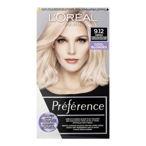 L'Oréal Paris Préférence Cool Blondes 60 ml permanentní barva na vlasy pro ženy 9,12 Siberia