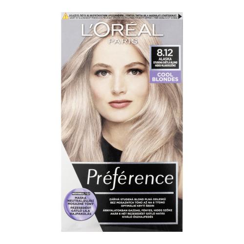 L'Oréal Paris Préférence Cool Blondes 60 ml permanentní barva na vlasy pro ženy 8,12 Alaska