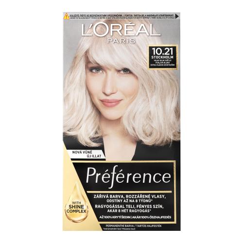 L'Oréal Paris Préférence permanentní barva na vlasy 10.21 Stockholm-velmi velmi světlá perlová blond, 60+90+54 ml