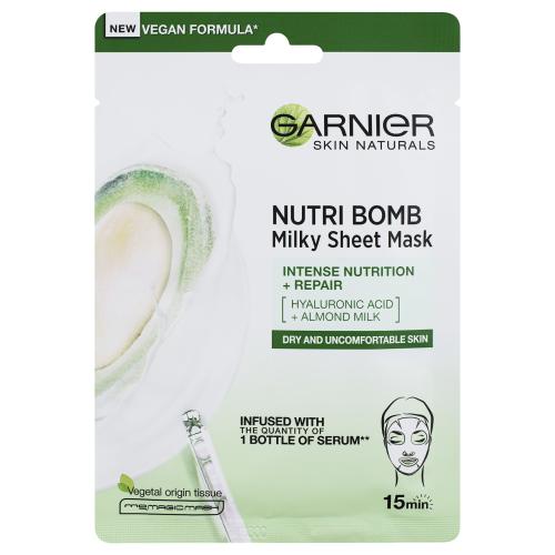 Garnier Skin Naturals Nutri Bomb Almond Milk + Hyaluronic Acid 1 ks hydratační plátýnková maska pro ženy