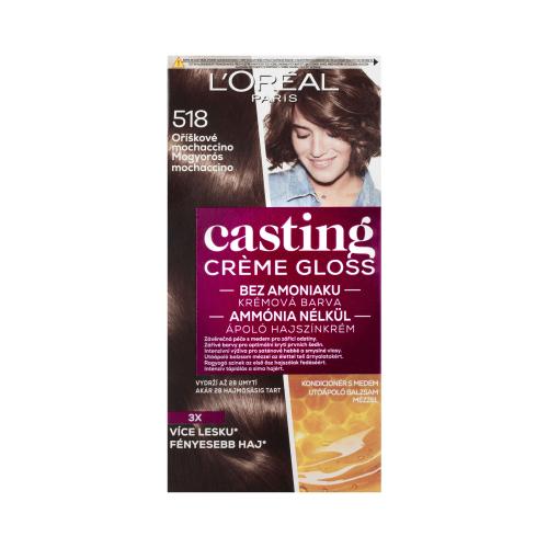 L'Oréal Paris Casting Creme Gloss semipermanentní barva na vlasy 518 oříškové mochaccino, 48+72+60ml