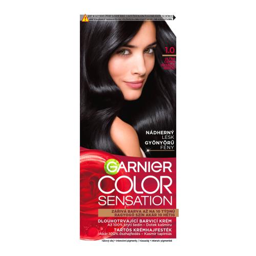 Garnier Color Sensation 40 ml permanentní barva na vlasy pro ženy 1,0 Ultra Onyx Black