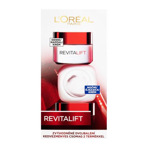 L'Oréal Paris Revitalift Duo Set dárková kazeta denní pleťový krém Revitalift 50 ml + noční pleťový krém Revitalift 50 ml na všechny typy pleti