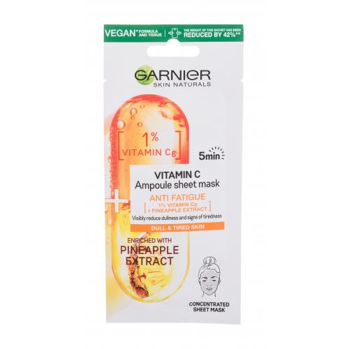 Garnier Skin Naturals Vitamin C Ampoule Sheet Mask 1 ks plátýnková maska pro zklidnění a rozjasnění pleti pro ženy
