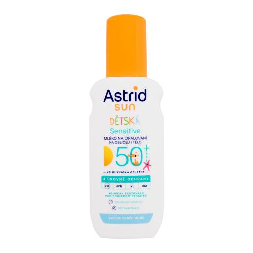 Astrid Sun Kids Sensitive Lotion Spray SPF50+ 150 ml voděodolné mléko na opalování ve spreji pro velmi citlivou pokožku pro děti