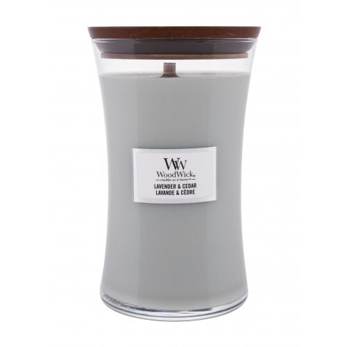 Woodwick Lavender & Cedar vonná svíčka s dřevěným knotem 610 g