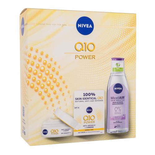 Nivea Q10 Power Anti-Wrinkle + Firming dárková kazeta proti vráskám pro ženy denní pleťový krém Q10 Power SPF15 50 ml + micelární voda MicellAir 200 ml